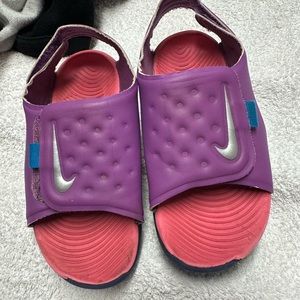 Nike sandals, pink and purple